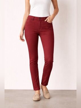 NWOT Liverpool Jeans Sz 10/30 Maroon Mid Rise‎ Slim Stretch Denim Women’s